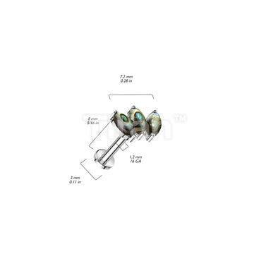 Implant Grade Titanium Internally Threaded Labret With Triple Marquise Natural Stone Top - Image 5