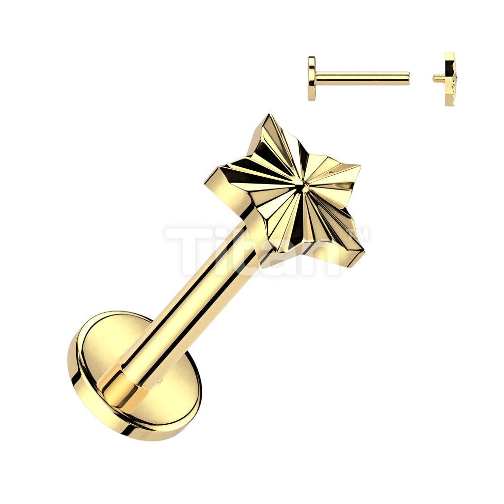 Implant Grade Titanium Internally Threaded Labret With Diamond Cut Star Top - Image 2