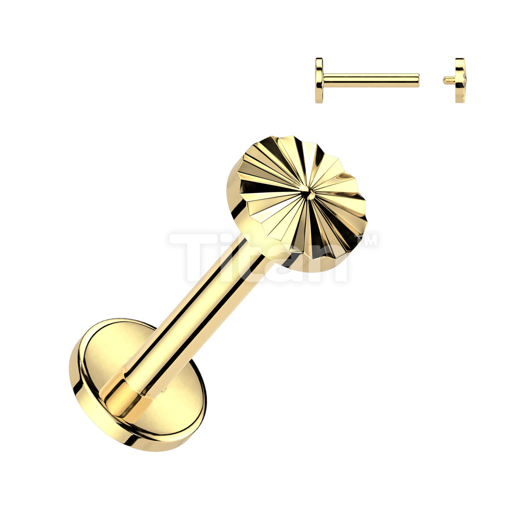 Implant Grade Titanium Internally Threaded Labret With Diamond Cut Round Top - Image 2