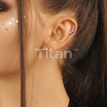 Implant Grade Titanium Internally Threaded 5 Round Bezel Set CZ Curve Top Flat Back Labret Studs - Image 10