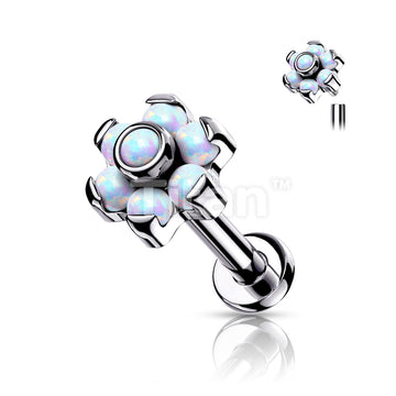 Implant Grade Titanium Internally Threaded Opal Flower Top Labret With... - Image 4