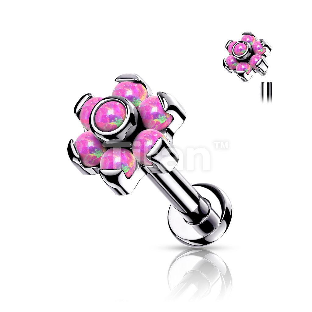 Implant Grade Titanium Internally Threaded Opal Flower Top Labret With... - Image 5