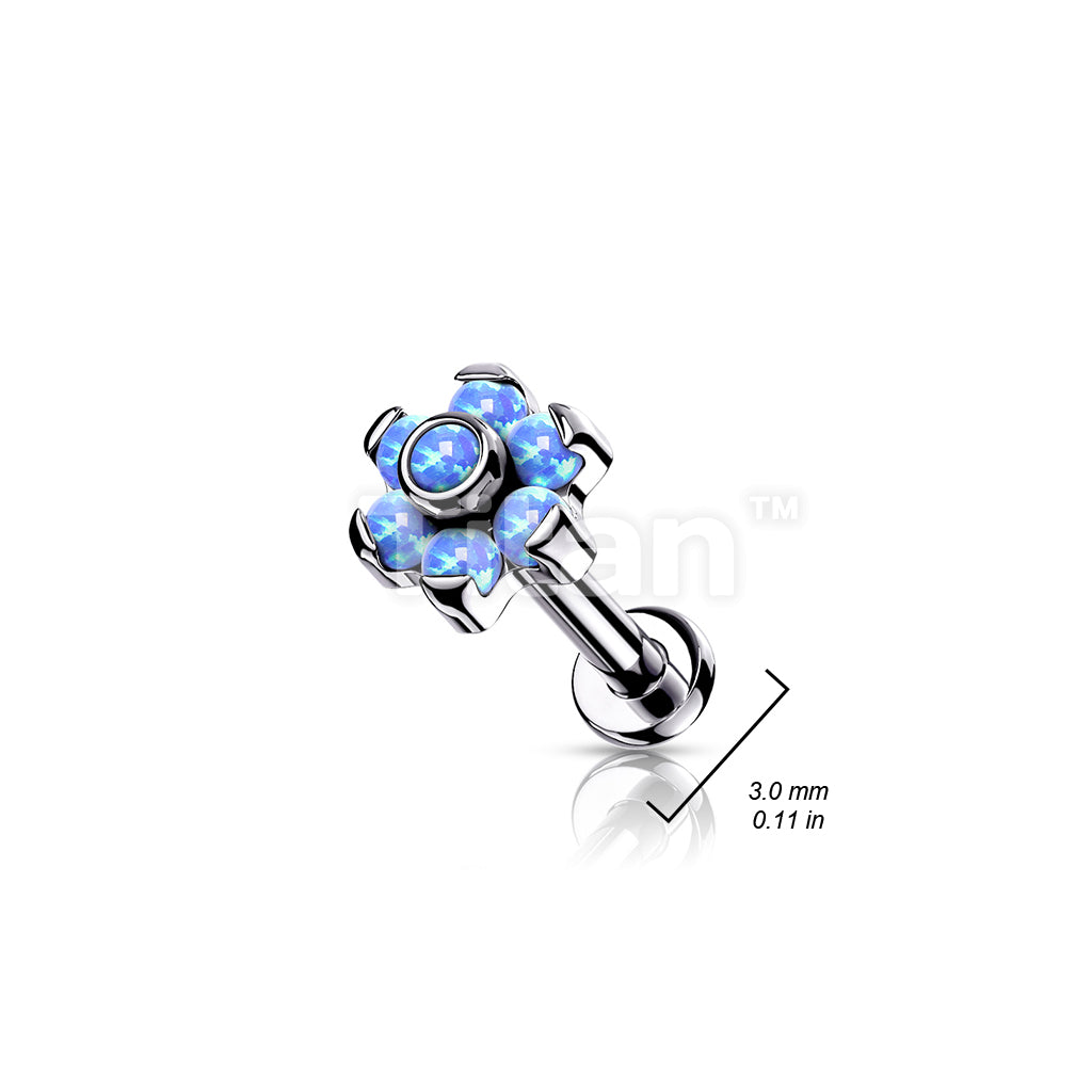 Implant Grade Titanium Internally Threaded Opal Flower Top Labret With... - Image 9