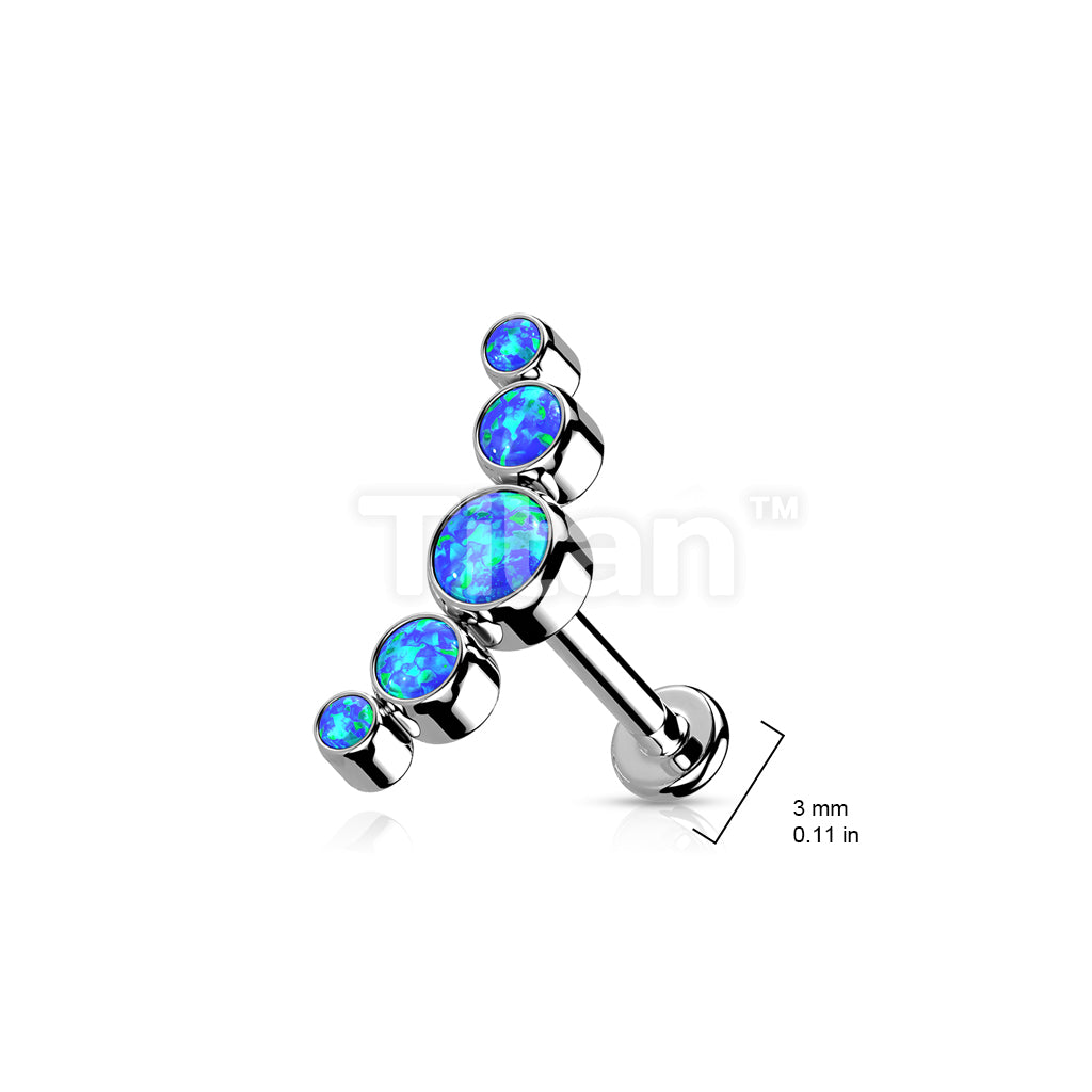 Implant Grade Titanium Internally Threaded Labret With 5 Curved Bezel Set Opal Top - Image 7