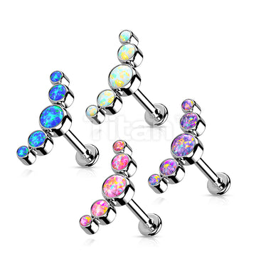 Implant Grade Titanium Internally Threaded Labret With 5 Curved Bezel Set Opal Top - Image 8