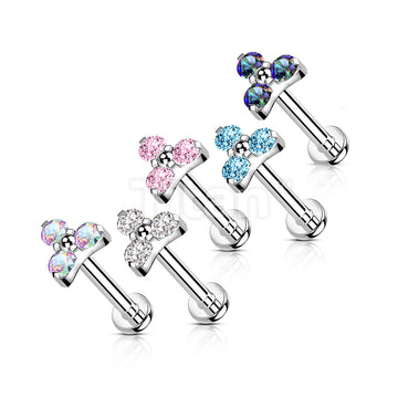 Implant Grade Titanium Internally Threaded Labret Stud With CZ Trinity Top - Image 9