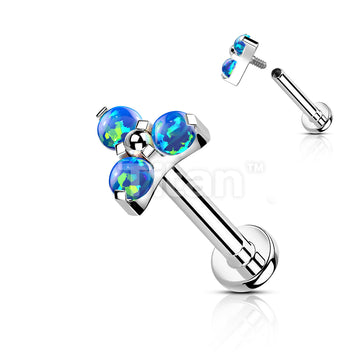 Implant Grade Titanium Internally Threaded Labret With Opal Trinity Top - Image 3