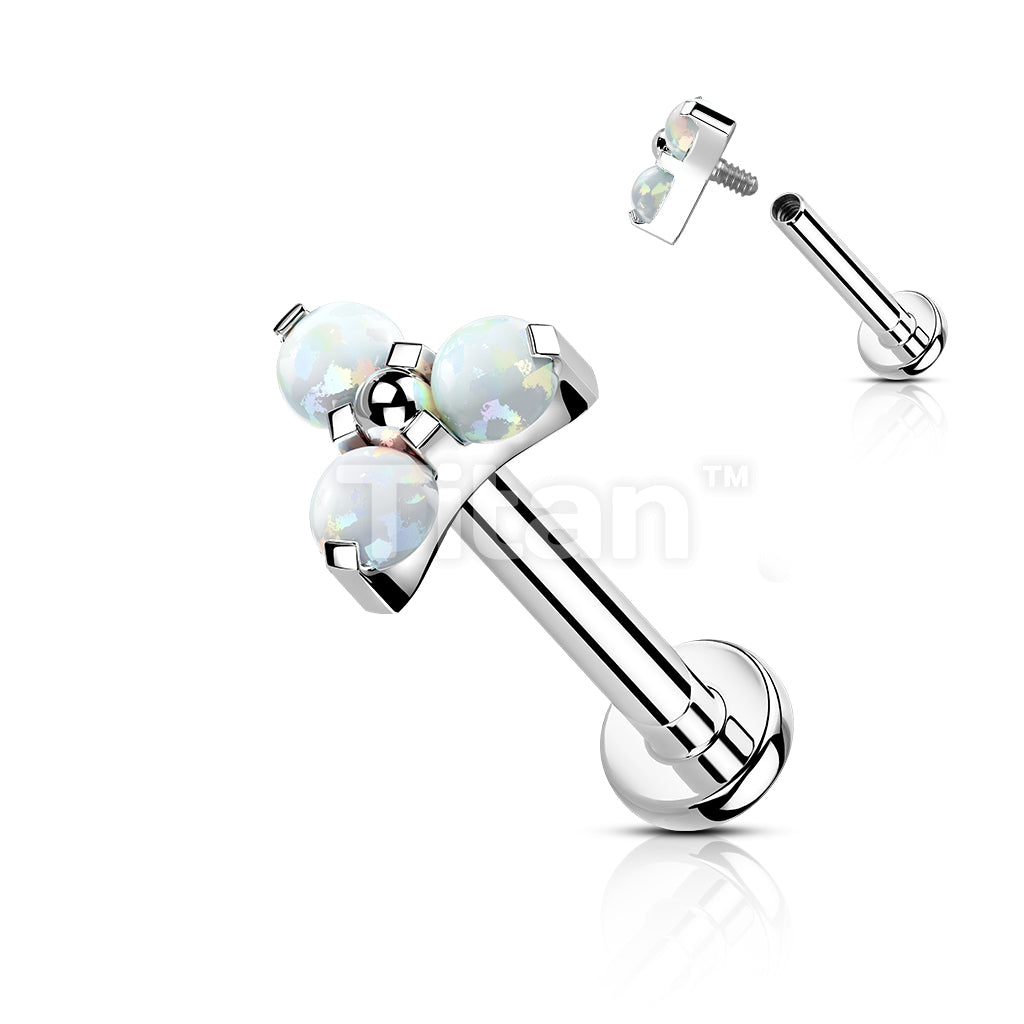 Implant Grade Titanium Internally Threaded Labret With Opal Trinity Top - Image 4