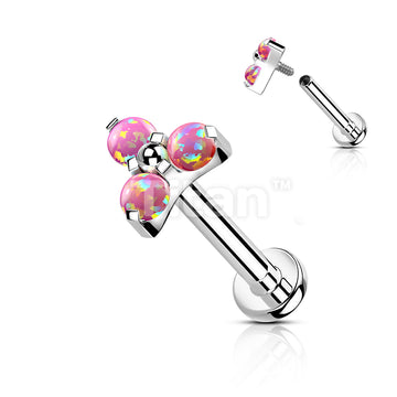 Implant Grade Titanium Internally Threaded Labret With Opal Trinity Top - Image 5