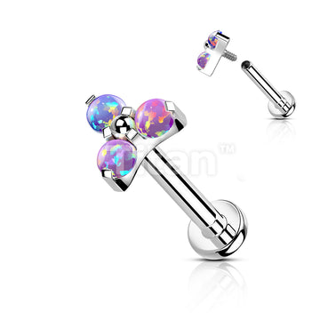 Implant Grade Titanium Internally Threaded Labret With Opal Trinity Top - Image 6