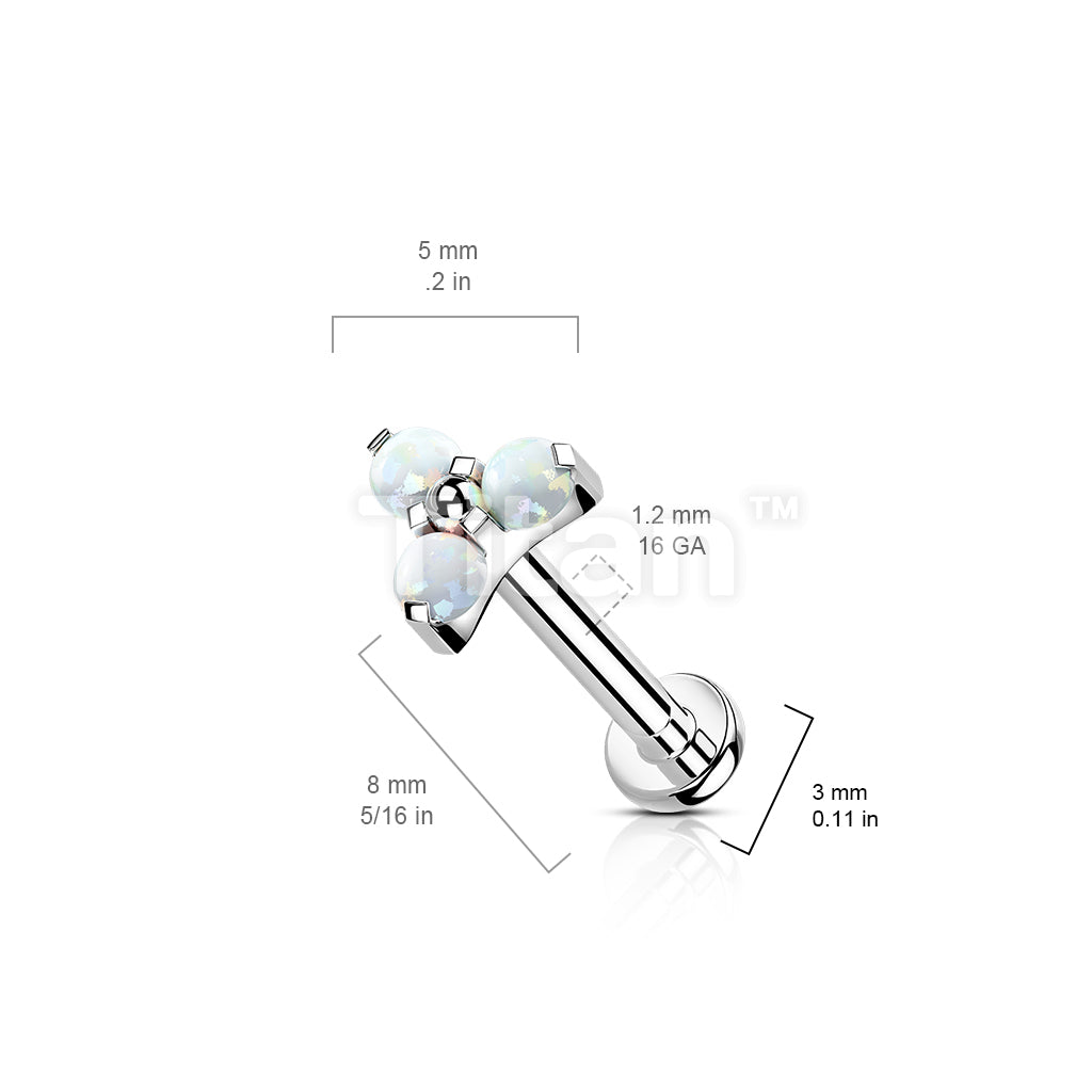 Implant Grade Titanium Internally Threaded Labret With Opal Trinity Top - Image 7