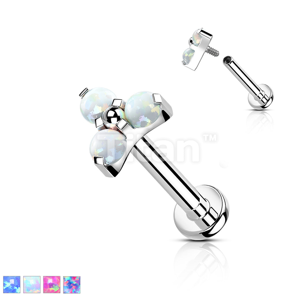 Implant Grade Titanium Internally Threaded Labret With Opal Trinity Top - Image 2