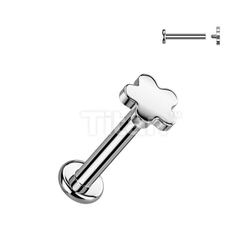 Implant Grade Titanium Internally Threaded Labret, Flat Back Stud With Flower Top - Image 3