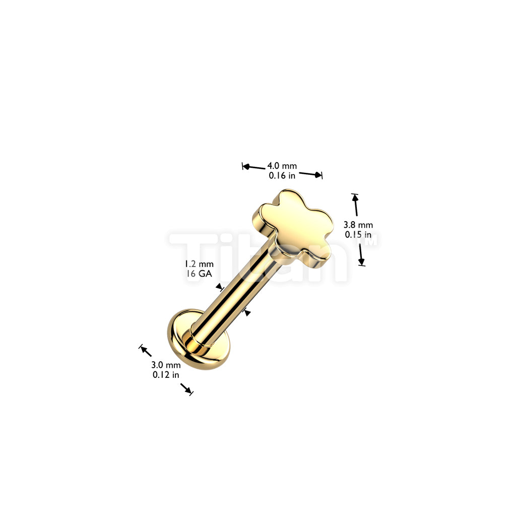 Implant Grade Titanium Internally Threaded Labret, Flat Back Stud With Flower Top - Image 4