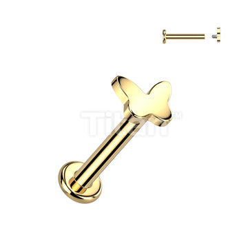 Implant Grade Titanium Internally Threaded Labret, Flat Back Stud With Butterfly Top - Image 2