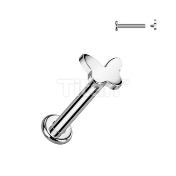 Implant Grade Titanium Internally Threaded Labret, Flat Back Stud With Butterfly Top - Image 3