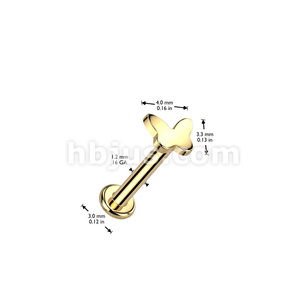 Implant Grade Titanium Internally Threaded Labret, Flat Back Stud With Butterfly Top - Image 4