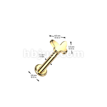 Implant Grade Titanium Internally Threaded Labret, Flat Back Stud With Butterfly Top - Image 4