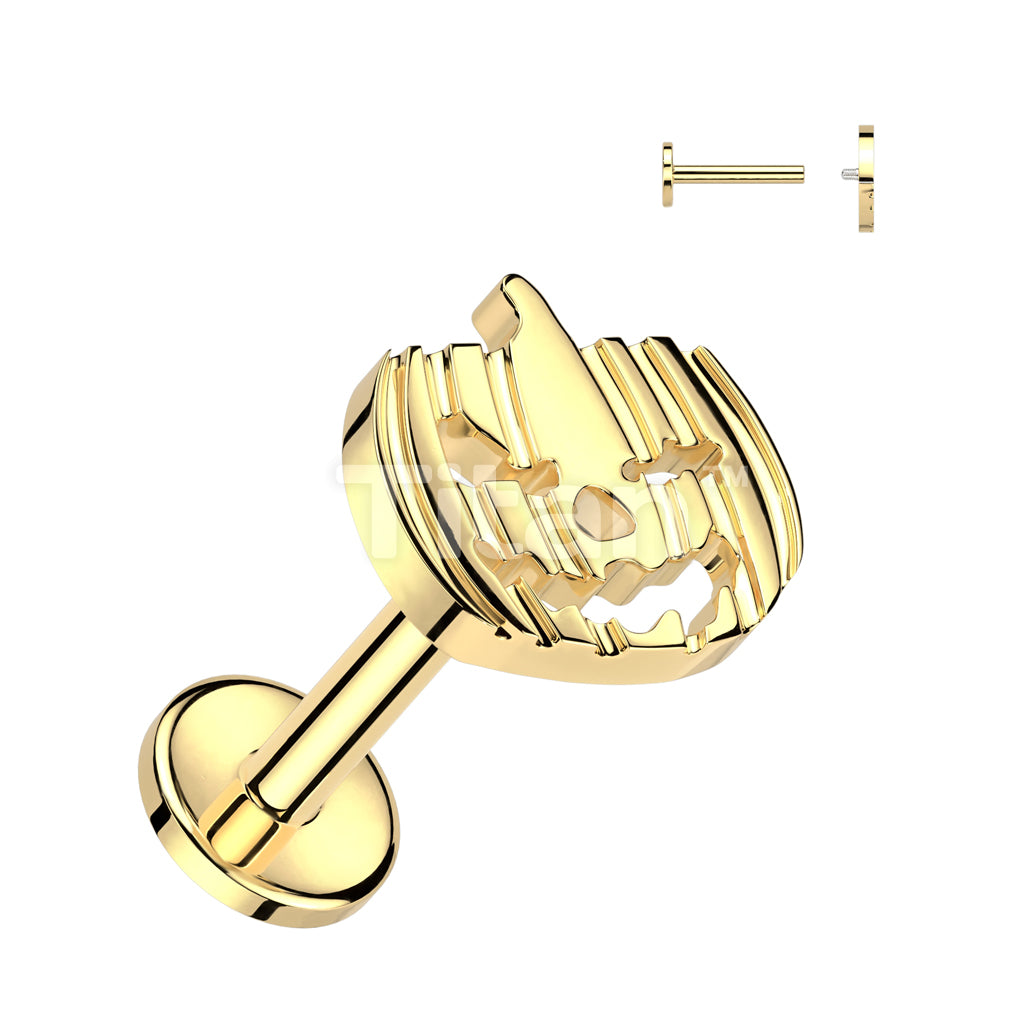 Implant Grade Titanium Internally Threaded Labret With Jack-o-lantern Top - Image 2
