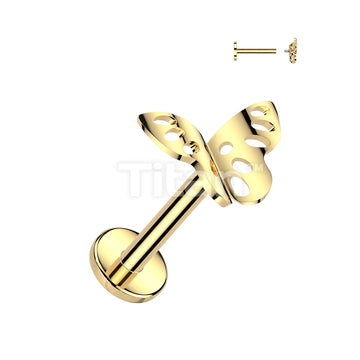 Implant Grade Titanium Internally Threaded Labret With Butterfly Top - Image 2