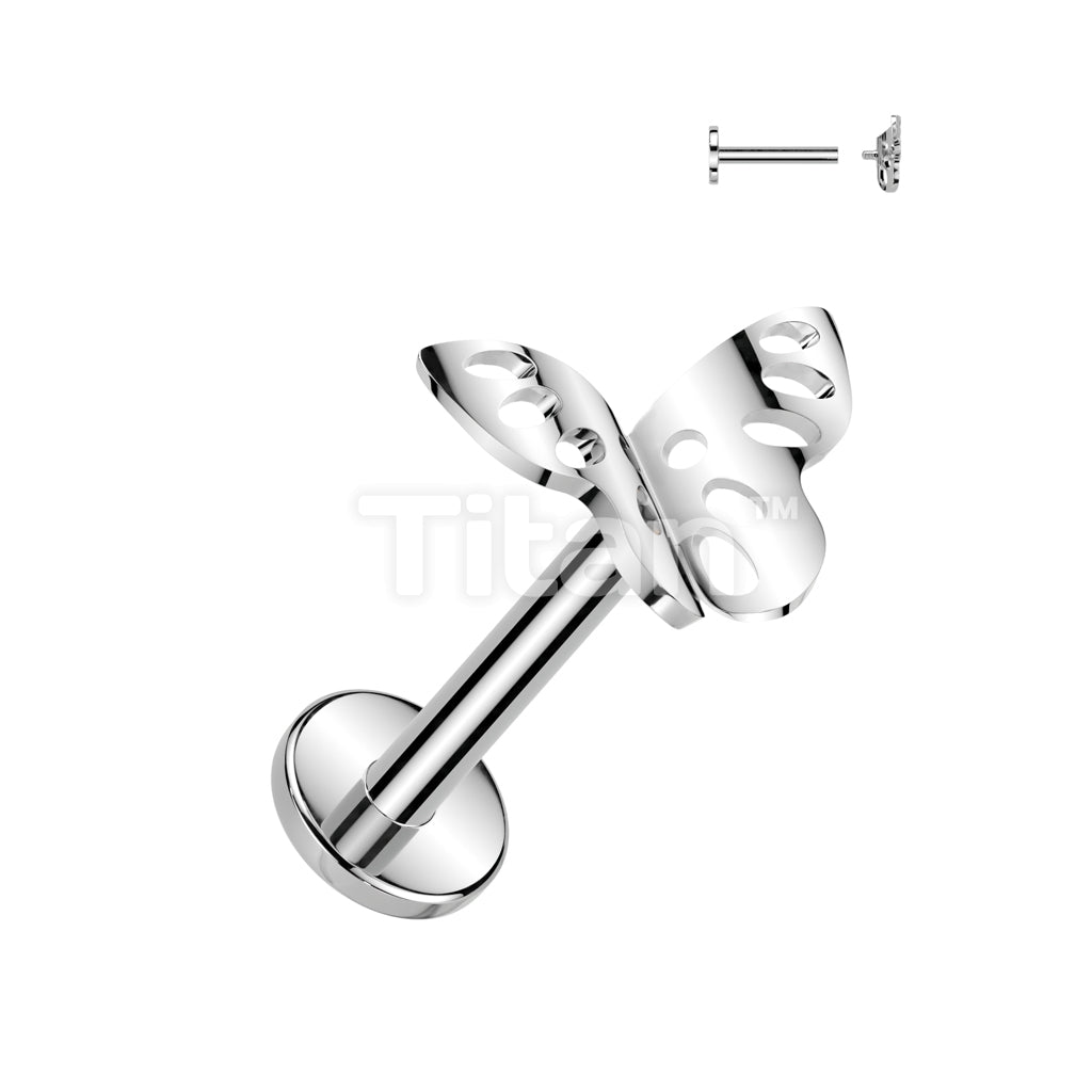 Implant Grade Titanium Internally Threaded Labret With Butterfly Top - Image 3