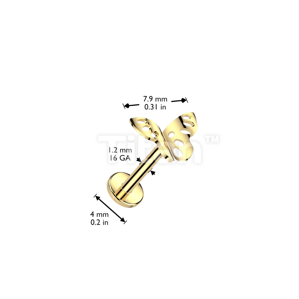 Implant Grade Titanium Internally Threaded Labret With Butterfly Top - Image 4