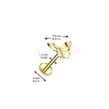 Implant Grade Titanium Internally Threaded Labret With Butterfly Top - Image 4