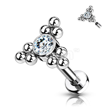 Implant Grade Titanium Internally Threaded Labret With Bezel Set CZ... - Image 4