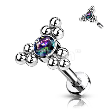 Implant Grade Titanium Internally Threaded Labret With Bezel Set CZ... - Image 5