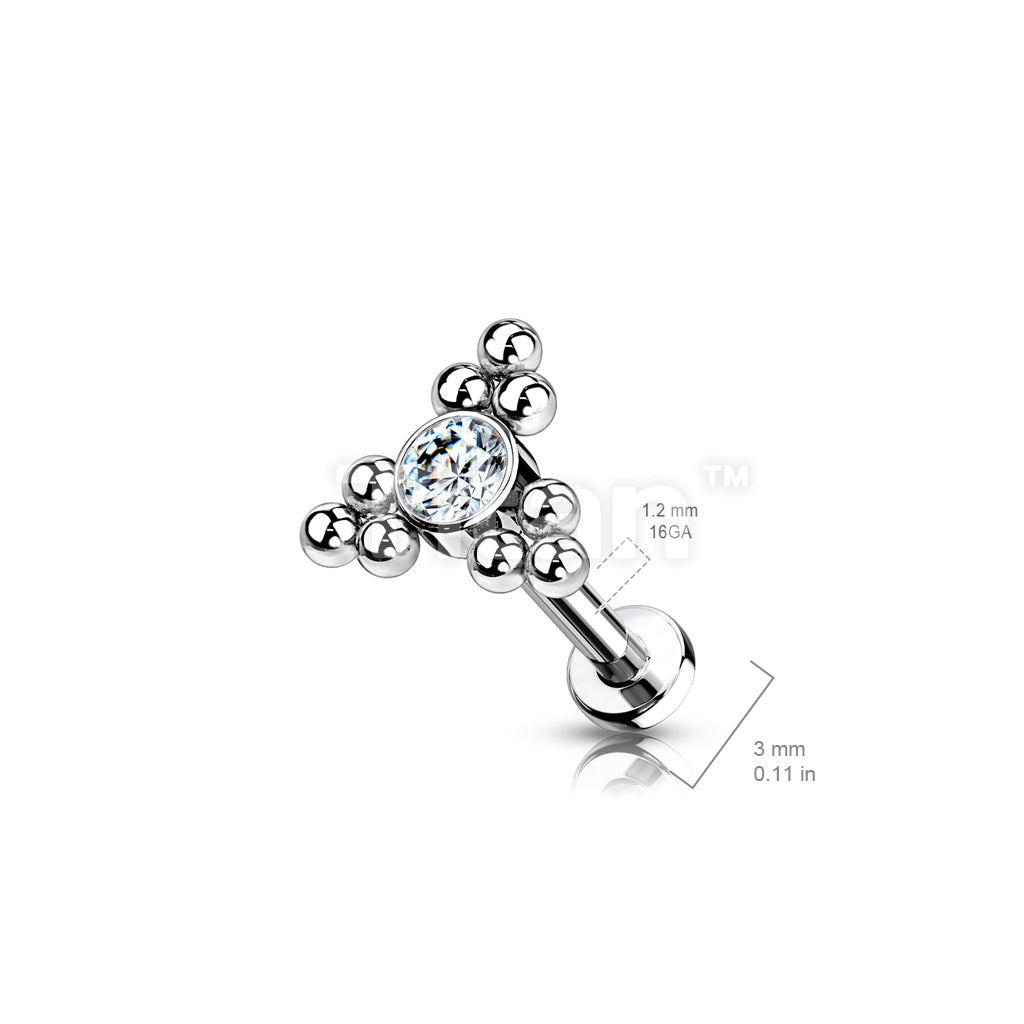 Implant Grade Titanium Internally Threaded Labret With Bezel Set CZ... - Image 6