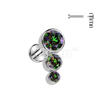 Implant Grade Titanium Internally Threaded Labret With 3 Descending CZ Top - Image 5