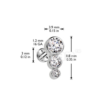 Implant Grade Titanium Internally Threaded Labret With 3 Descending CZ Top - Image 6