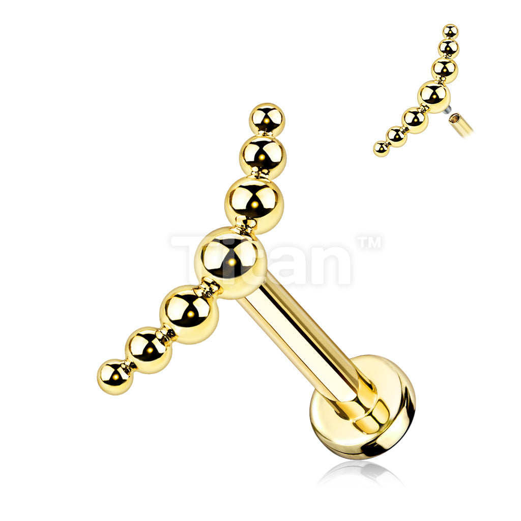 Implant Grade Titanium Internally Threaded Labret With 7 Beaded Ball Curved Top - Image 3