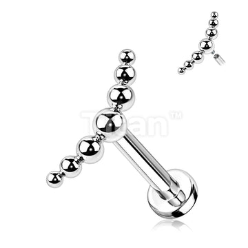 Implant Grade Titanium Internally Threaded Labret With 7 Beaded Ball Curved Top - Image 5