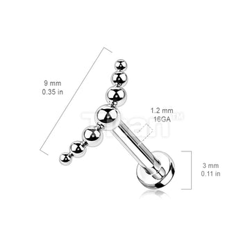 Implant Grade Titanium Internally Threaded Labret With 7 Beaded Ball Curved Top - Image 6