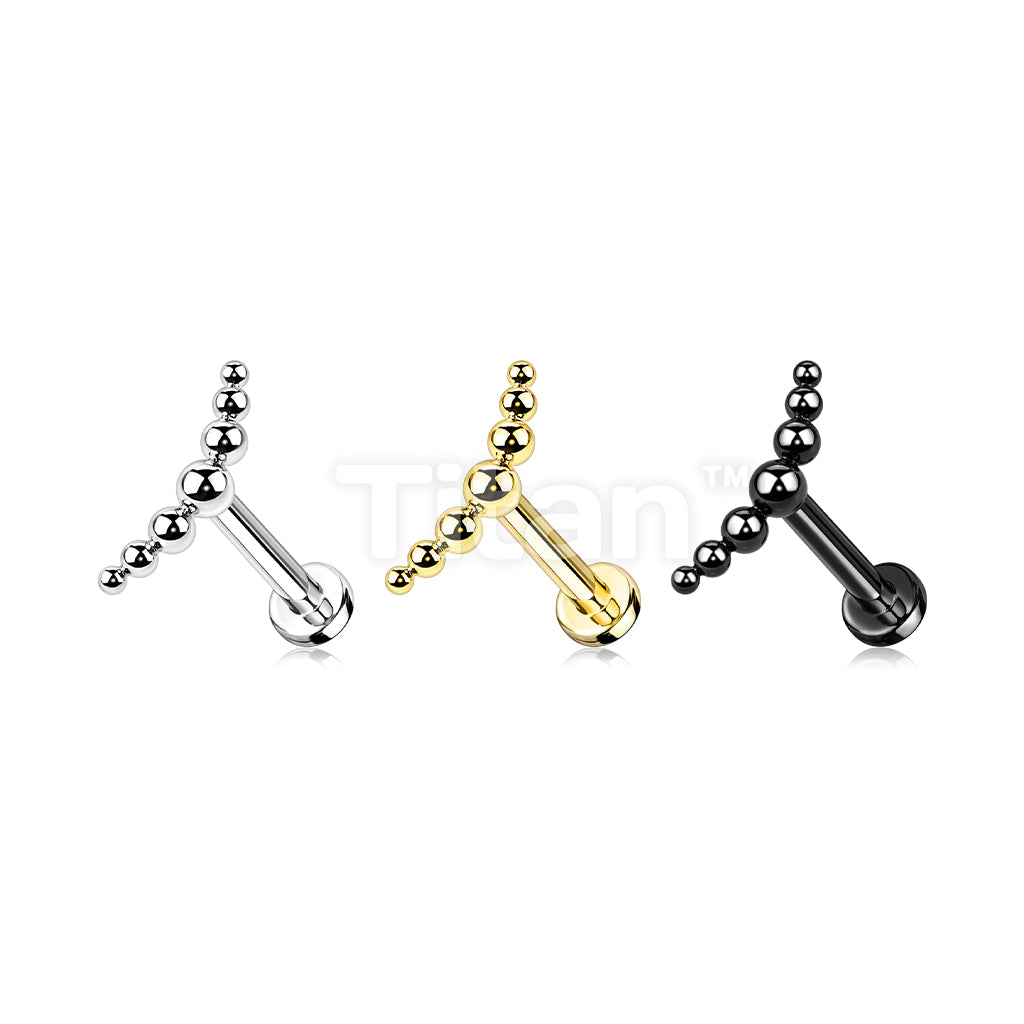 Implant Grade Titanium Internally Threaded Labret With 7 Beaded Ball Curved Top - Image 7