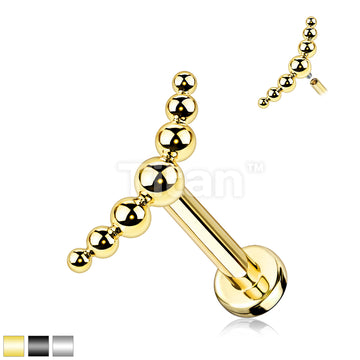 Implant Grade Titanium Internally Threaded Labret With 7 Beaded Ball Curved Top - Image 2