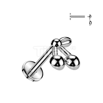 Implant Grade Titanium Internally Threaded Labret, Flat Back Stud With Cherry Top - Image 3