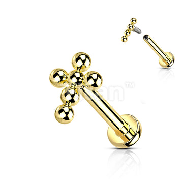 Implant Grade Titanium Internally Threaded Labret With Beaded Ball Cross Top - Image 3