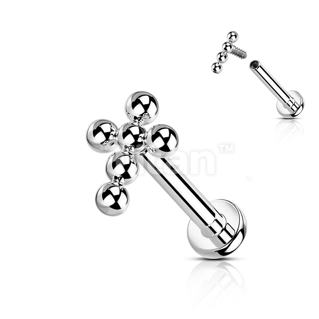 Implant Grade Titanium Internally Threaded Labret With Beaded Ball Cross Top - Image 6