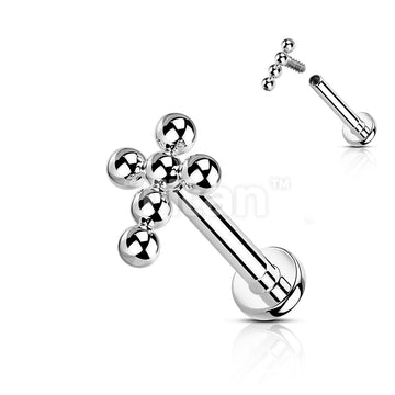 Implant Grade Titanium Internally Threaded Labret With Beaded Ball Cross Top - Image 6