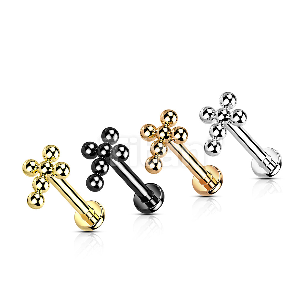 Implant Grade Titanium Internally Threaded Labret With Beaded Ball Cross Top - Image 8