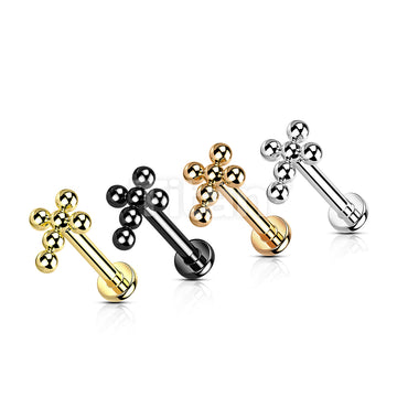 Implant Grade Titanium Internally Threaded Labret With Beaded Ball Cross Top - Image 8