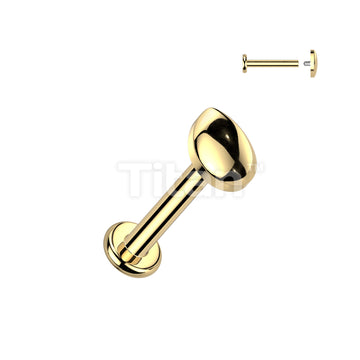 Implant Grade Titanium Internally Threaded Teardrop Top Labret, Flat Back Stud - Image 2
