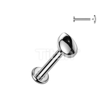 Implant Grade Titanium Internally Threaded Teardrop Top Labret, Flat Back Stud - Image 3