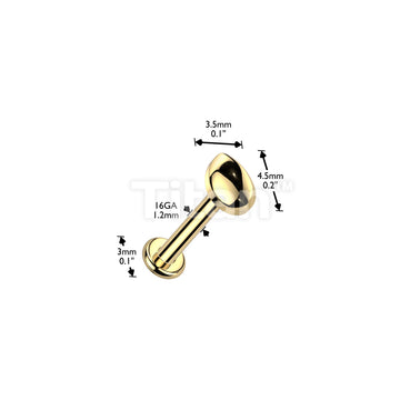 Implant Grade Titanium Internally Threaded Teardrop Top Labret, Flat Back Stud - Image 4