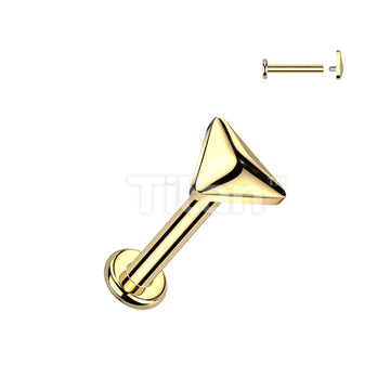 Implant Grade Titanium Internally Threaded Rounded Triangle Top Labret, Flat Back Stud - Image 2