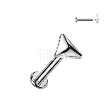 Implant Grade Titanium Internally Threaded Rounded Triangle Top Labret, Flat Back Stud - Image 3