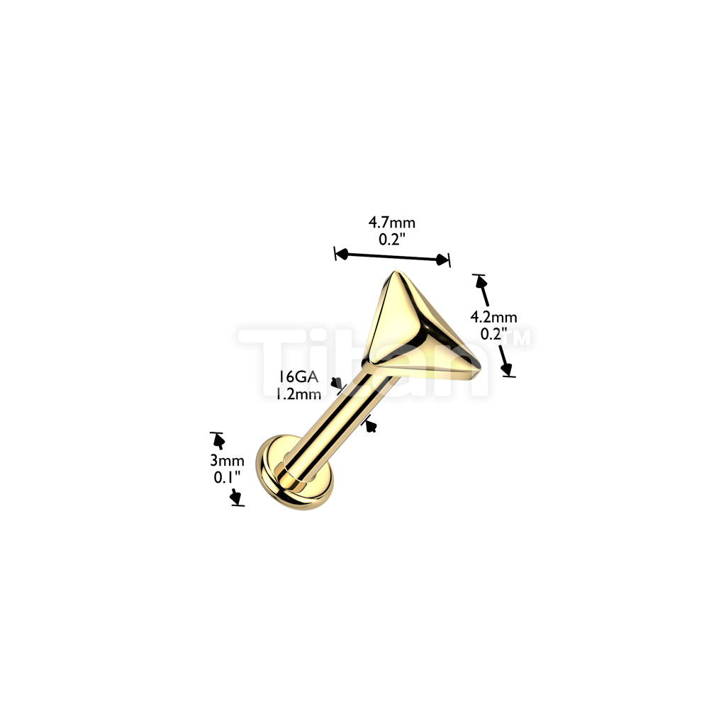 Implant Grade Titanium Internally Threaded Rounded Triangle Top Labret, Flat Back Stud - Image 4