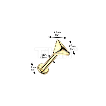 Implant Grade Titanium Internally Threaded Rounded Triangle Top Labret, Flat Back Stud - Image 4
